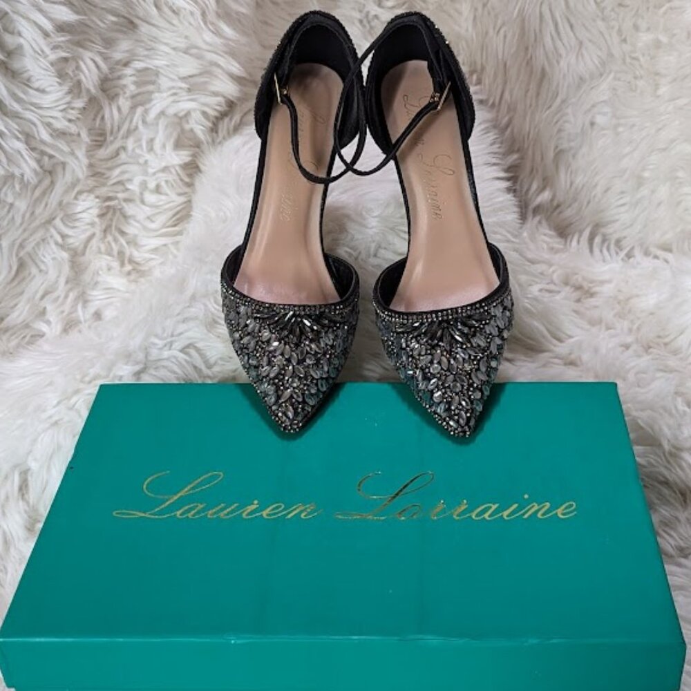 Lauren Lorraine Rose Crystal Embellished d'Orsay Pump Women's Size 6M